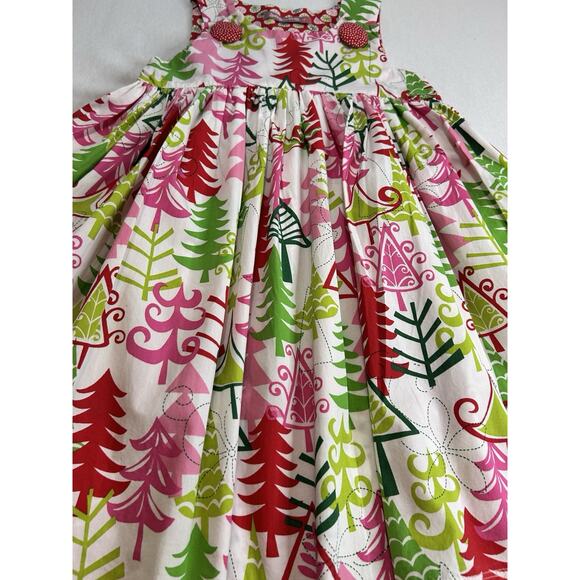 Jelly The Pug Christmas Tree Dress Girls Size 6 Smocked Layered Flowy Christmas - Picture 7 of 12